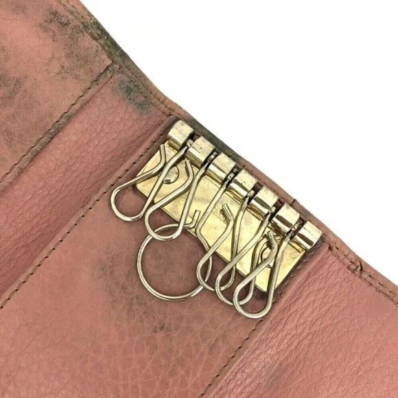 Chloe Ribbon Leather 6 Ring Key Case Pink Key Holder Key Wallet - Picture 6 of 8